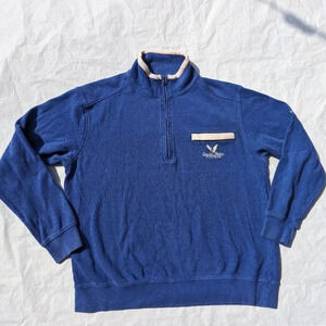 Vintage Brown Golf Eagle's Pointe Golf Club Blue & White 1/4 Zip Sweater Men's L